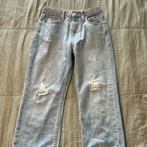 Slouchy straight, high rise jeans